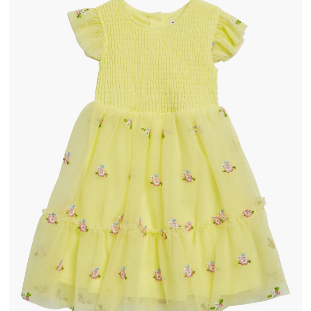 Blueberri Boulevard Toddler Girl Floral Embroidered Smocked Tiered Dress Size 3T